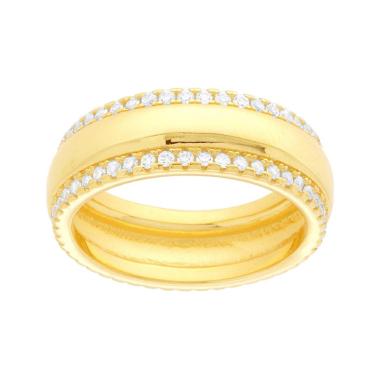 Anello Fascia Eternity con Cubic Zirconia Bianchi in ARGENTO 925 Galvanica Oro