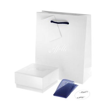 Astuccio multiuso per Gioielli cm 7 x 7 h3,8 colore Bianco con nastro e fiocco Blu con Shopper inclusa brand EFFETTI