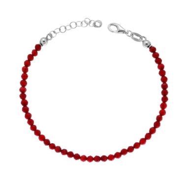 Bracciale Filo Crystal colore Corallo mm 3 con filo e chiusura in ARGENTO 925 Galvanica Rodio