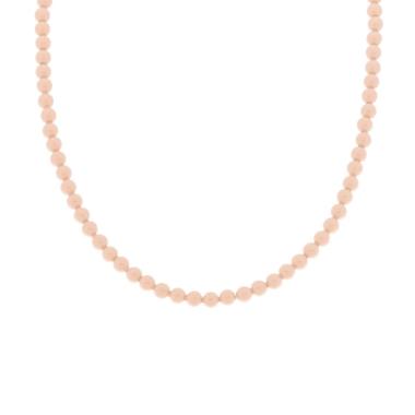 Collana Filo Perla colore Corallo Rosa in vetro perlato mm 4 con filo e chiusura in ARGENTO 925 Galvanica Rodio