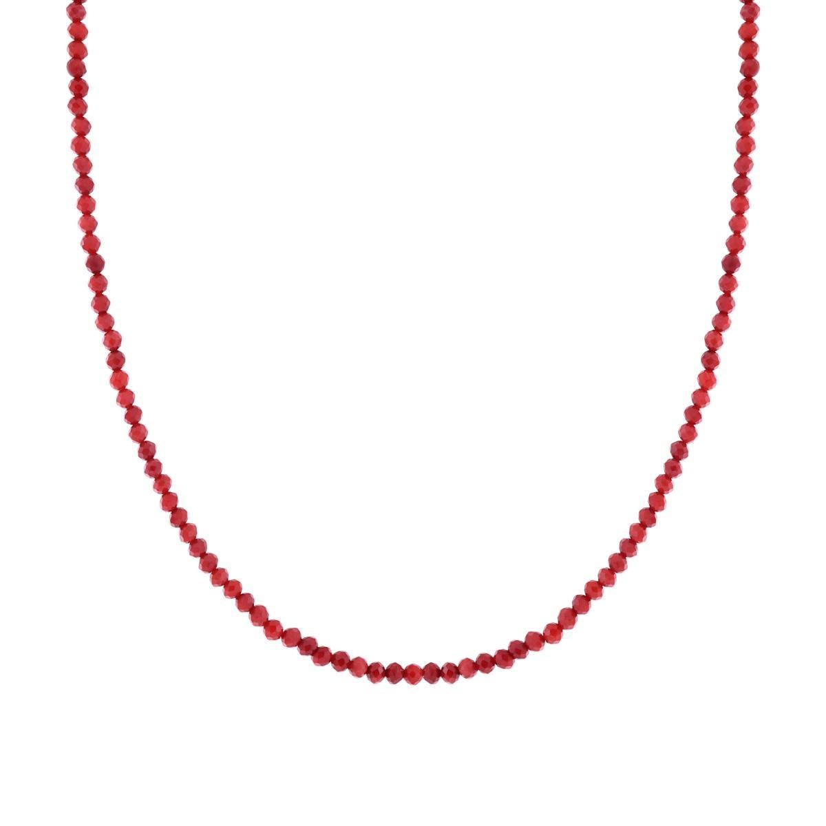 Collana Filo Crystal colore Corallo mm 3 con filo e chiusura in ARGENTO 925 Galvanica Rodio