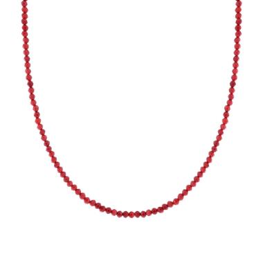 Collana Filo Crystal colore Corallo mm 3 con filo e chiusura in ARGENTO 925 Galvanica Rodio