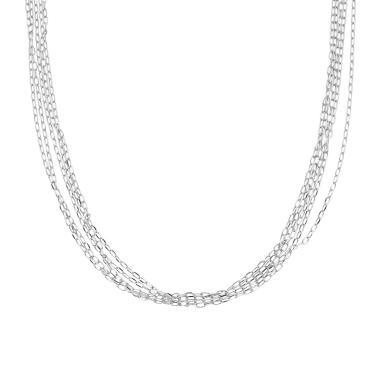 Collana Multifili Catena Forzatina Diamantata in ARGENTO 925 Galvanica Rodio