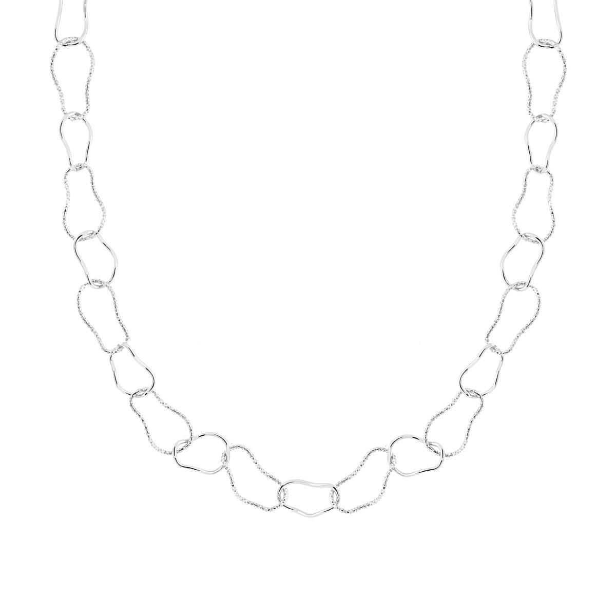 Collana Catena Fantasia alternata Diamantata e Lucida in ARGENTO 925 Galvanica Rodio