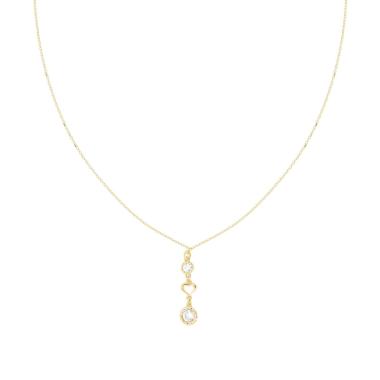 Collana Catena Forzatina Diamantata con Cuore e Cubic Zirconia Bianchi in ARGENTO 925 Galvanica Oro
