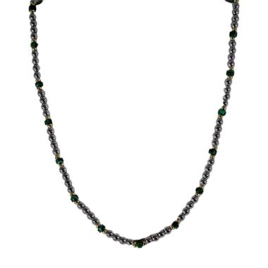Collana con vere pietre e rondella in acciaio