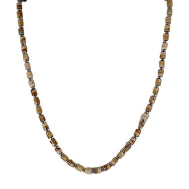 Collana con vere pietre dure e rondella in acciaio