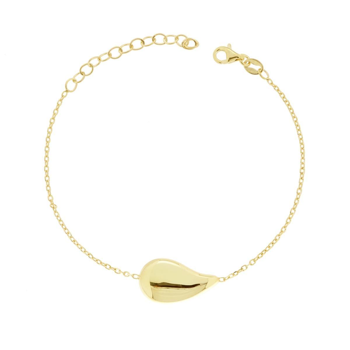 Bracciale Catena Forzatina Diamantata con Goccia Bombata in ARGENTO 925 Galvanica Oro