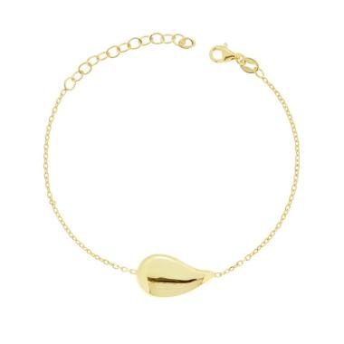Bracciale Catena Forzatina Diamantata con Goccia Bombata in ARGENTO 925 Galvanica Oro