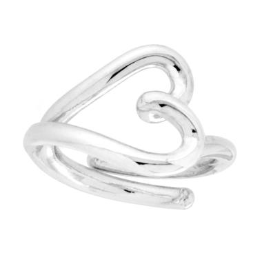 Anello Filo Amore con Sagoma Cuore in ARGENTO 925 Galvanica Rodio