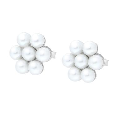Orecchini Fiore di Perle in ARGENTO 925 Galvanica Rodio