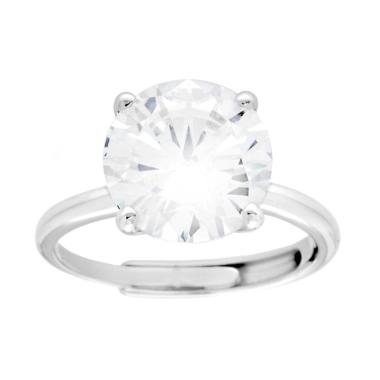 Anello Solitario Cubic Zirconia Bianco mm 11 in ARGENTO 925 Galvanica Rodio