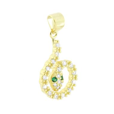 Ciondolo Serpente con Cubic Zirconia Bianchi e Verde Smeraldo in ARGENTO 925 Galvanica Oro