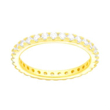Anello Eternity Veretta a giro con Cubic Zirconia Bianchi mm 2 in ARGENTO 925 Galvanica Oro