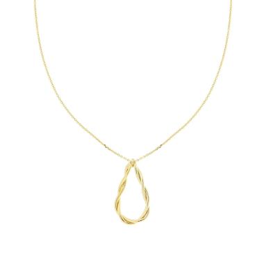 Collana Catena Forzatina Diamantata con Goccia doppia Canna intrecciata in ARGENTO 925 Galvanica Oro