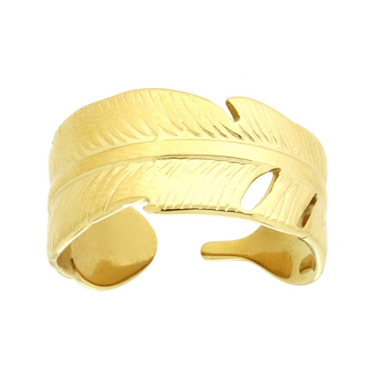 Anello Fascia Piuma a giro in ACCIAIO colore Oro