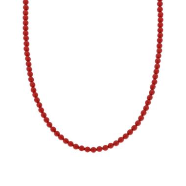 Collana filo Perle mm 4 colore Rosso Corallo in ACCIAIO
