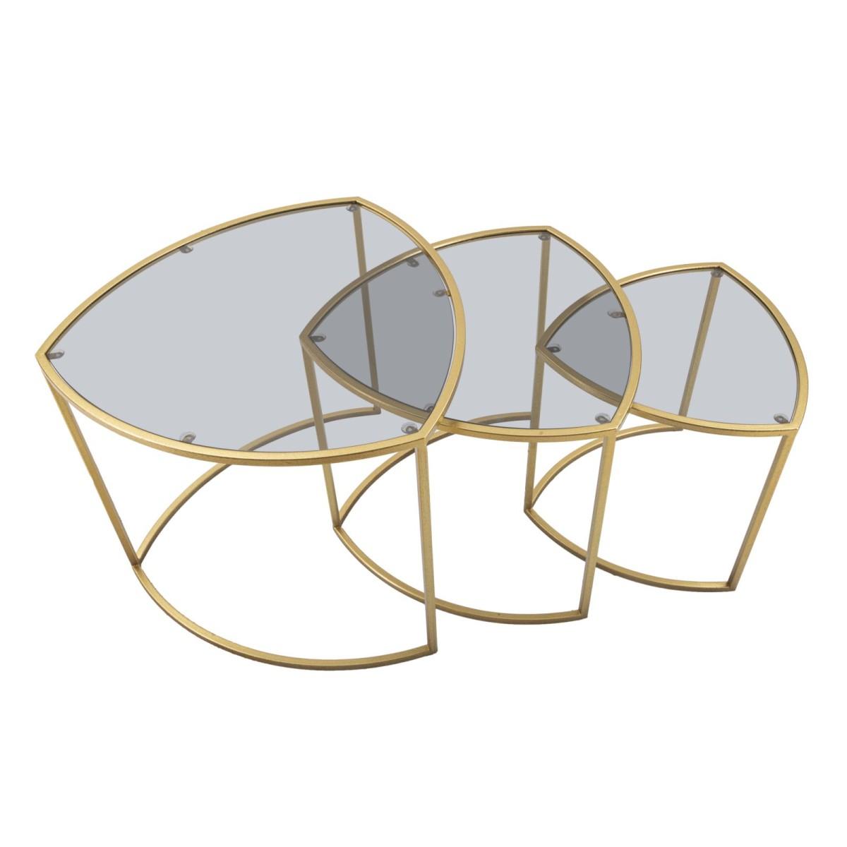 Tavolinetti da caffe' triangle set 3 pz cm Ø 60x50-50x45-40x40