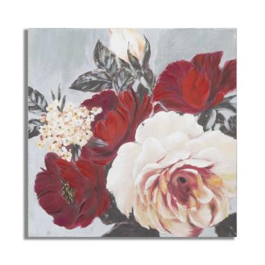 Dipinto su tela red flower square cm 90x3,7x90