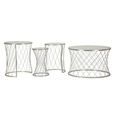 Tavolinetti noah silver set 4 pz cm Ø 70x45-47x54,5-36x50-28x45