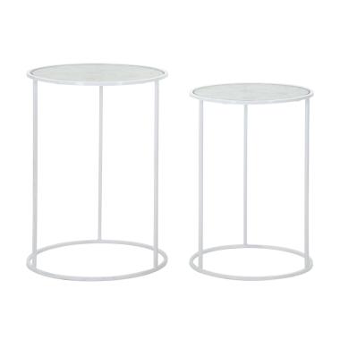 Tavolinetti white harts coppia cm Ø 43x60-38x55