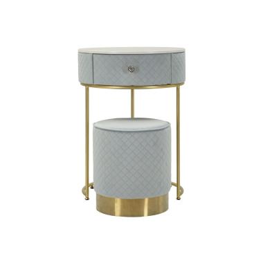 Comodino/toletta c/puff vellit celeste cm Ø 52x70 - Ø 36x39