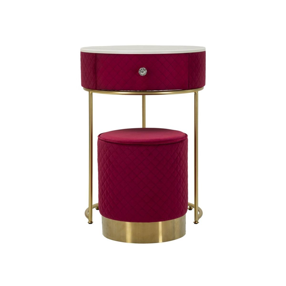 Comodino/toletta c/puff vellit rosso cm Ø 52x70 - Ø 36x39