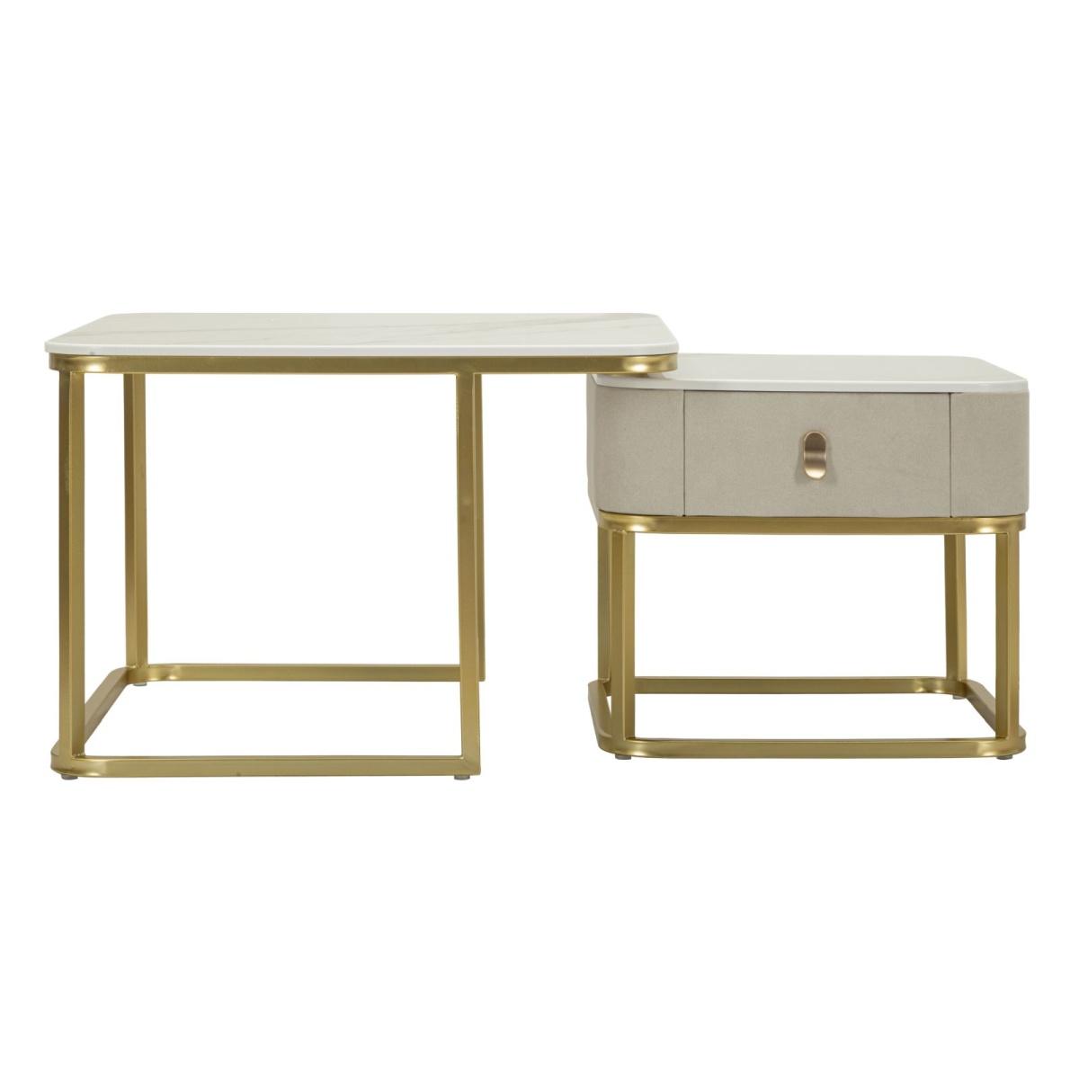 Tavoli da caffe' beauty coppia cm 70x70x48-50x50x43,5