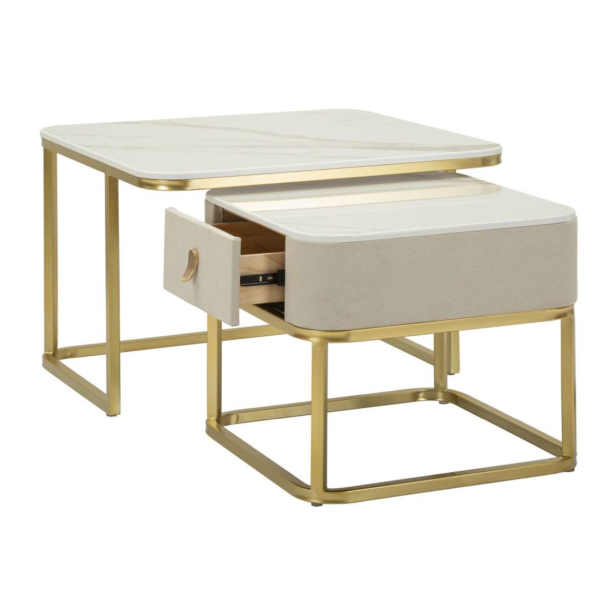 Tavoli da caffe' beauty coppia cm 70x70x48-50x50x43,5