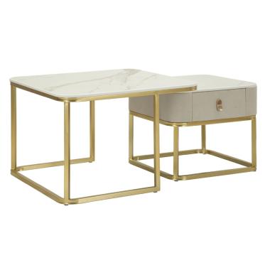 Tavoli da caffe' beauty coppia cm 70x70x48-50x50x43,5