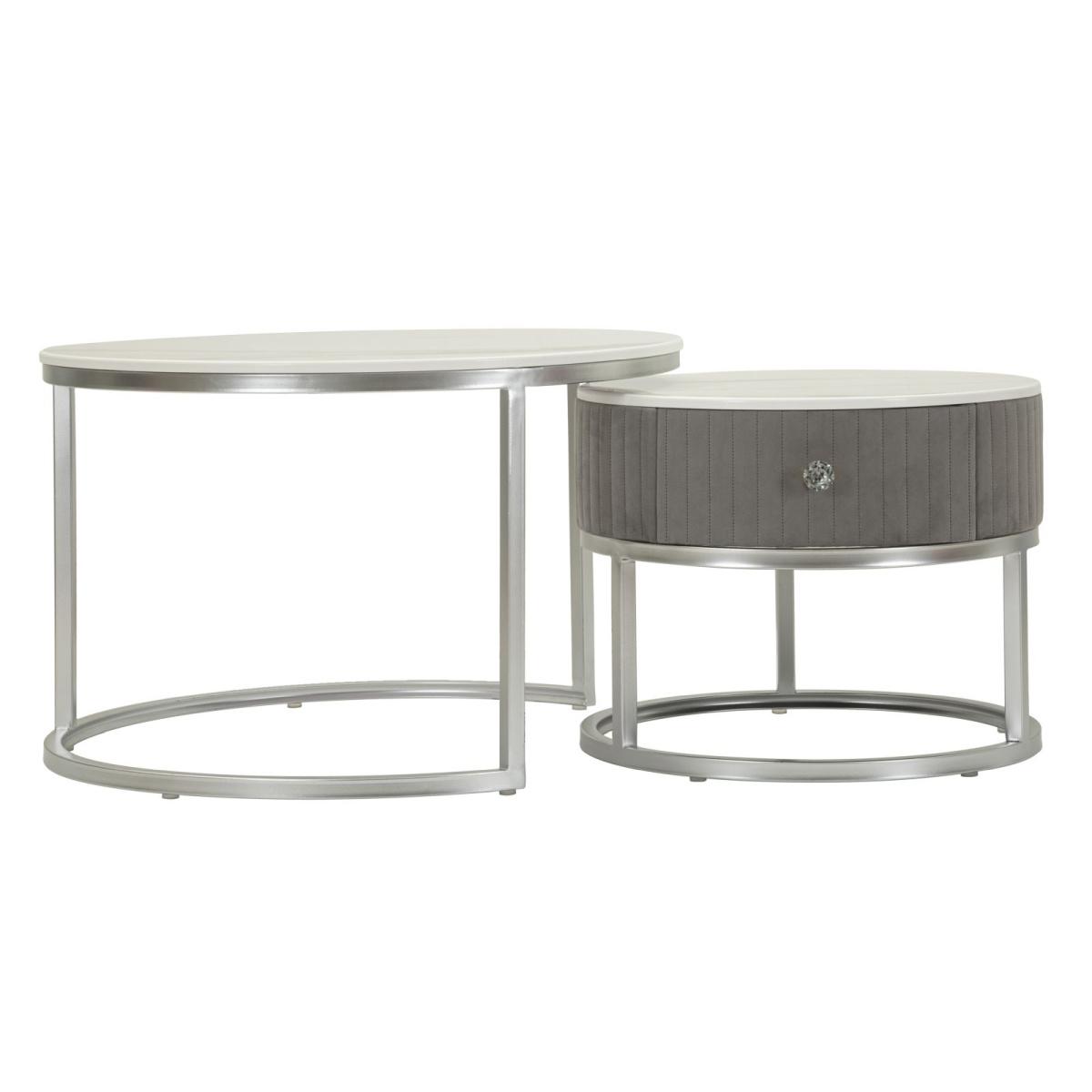 Tavoli da caffe' greys coppia cm Ø 70x45-50x40<br>
