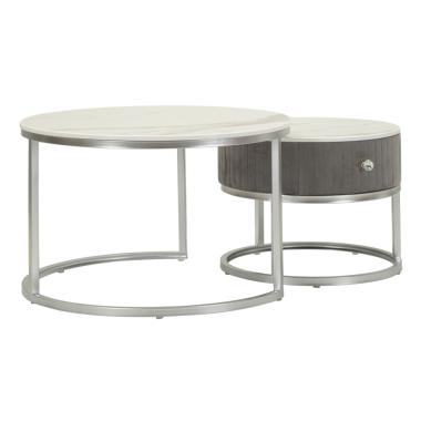 Tavoli da caffe' greys coppia cm Ø 70x45-50x40