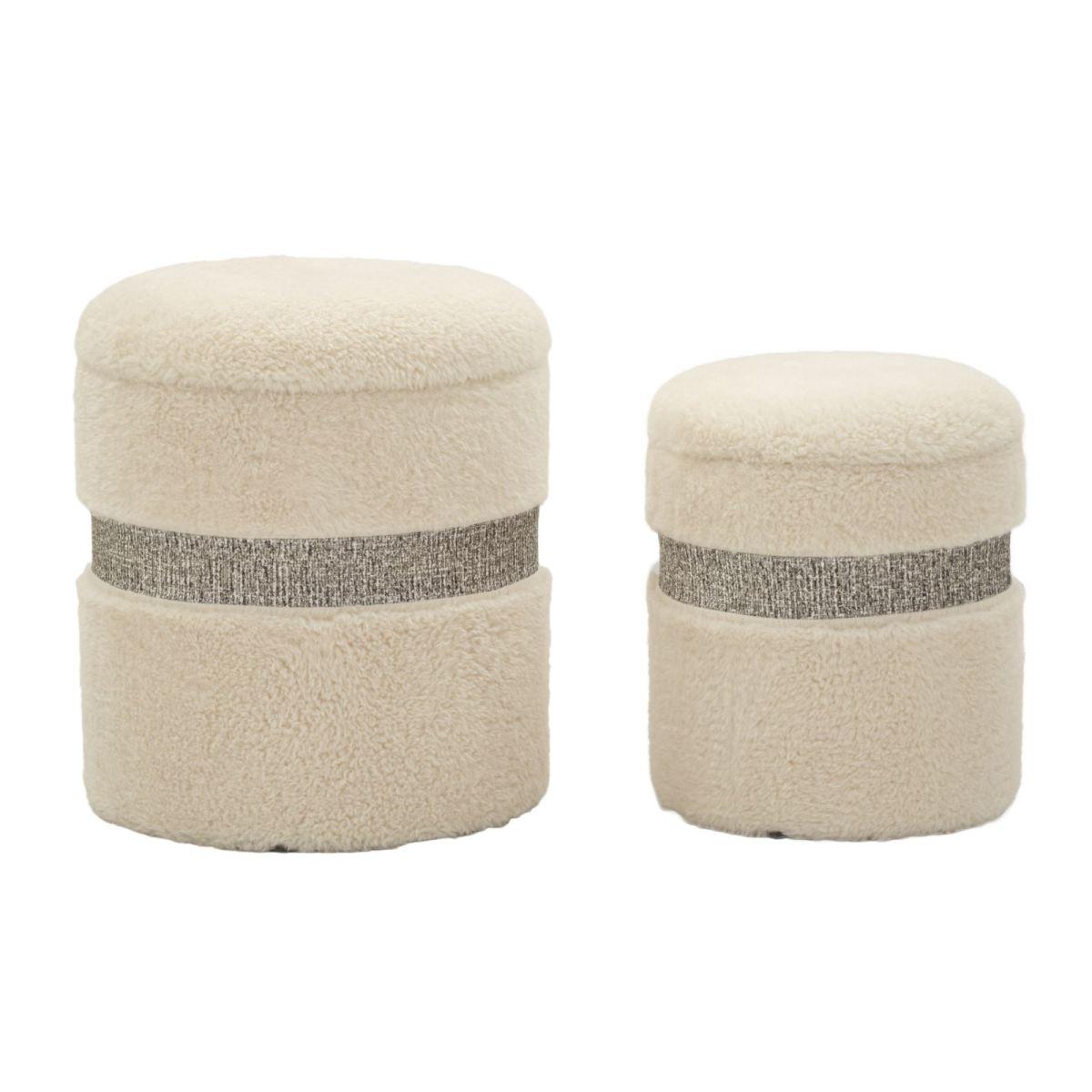 Puff c/contenitore saint-moritz crema set 2 pz cm Ø 40x47-32x38