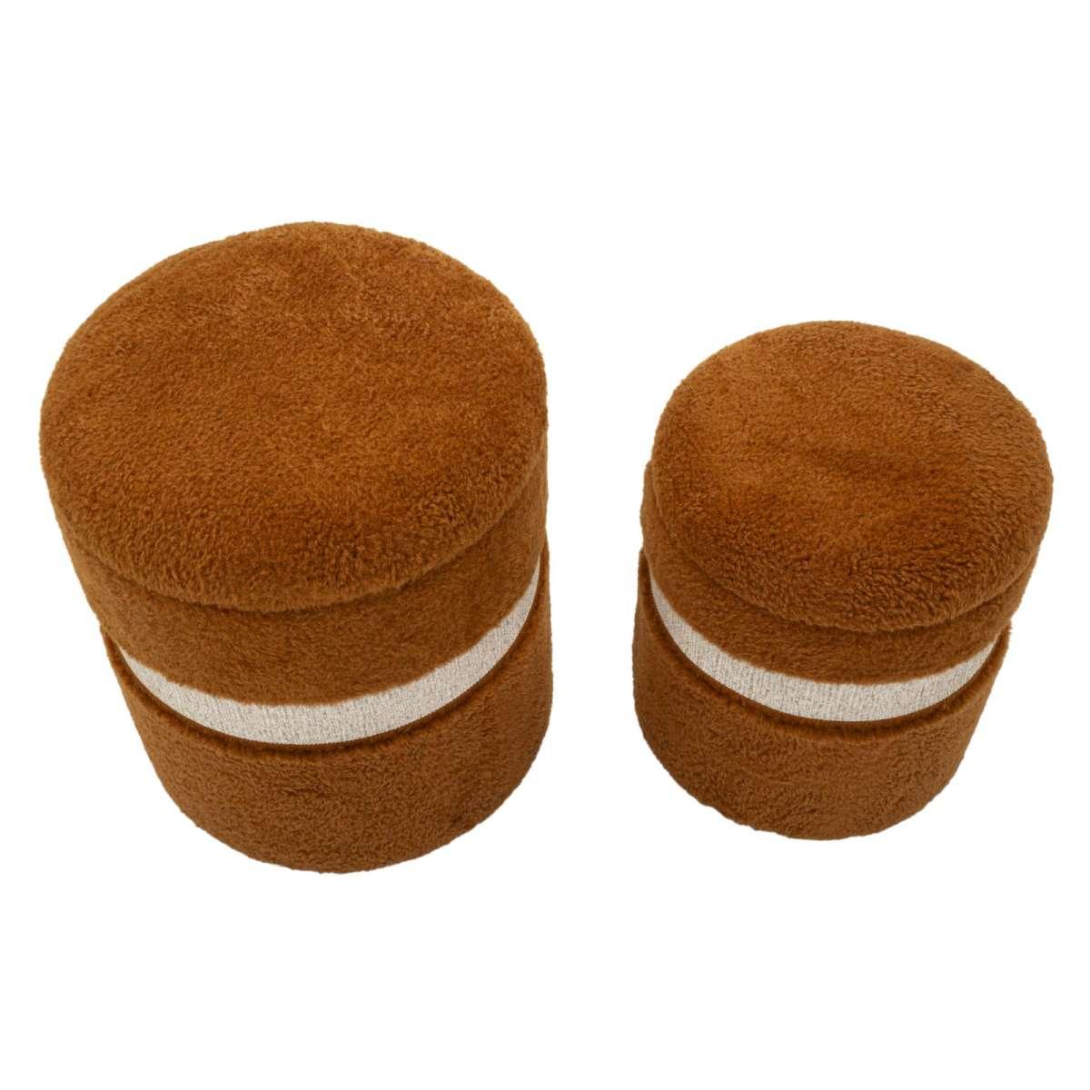 Puff c/contenitore saint-moritz marrone set 2 pz cm Ø 40x47-32x38