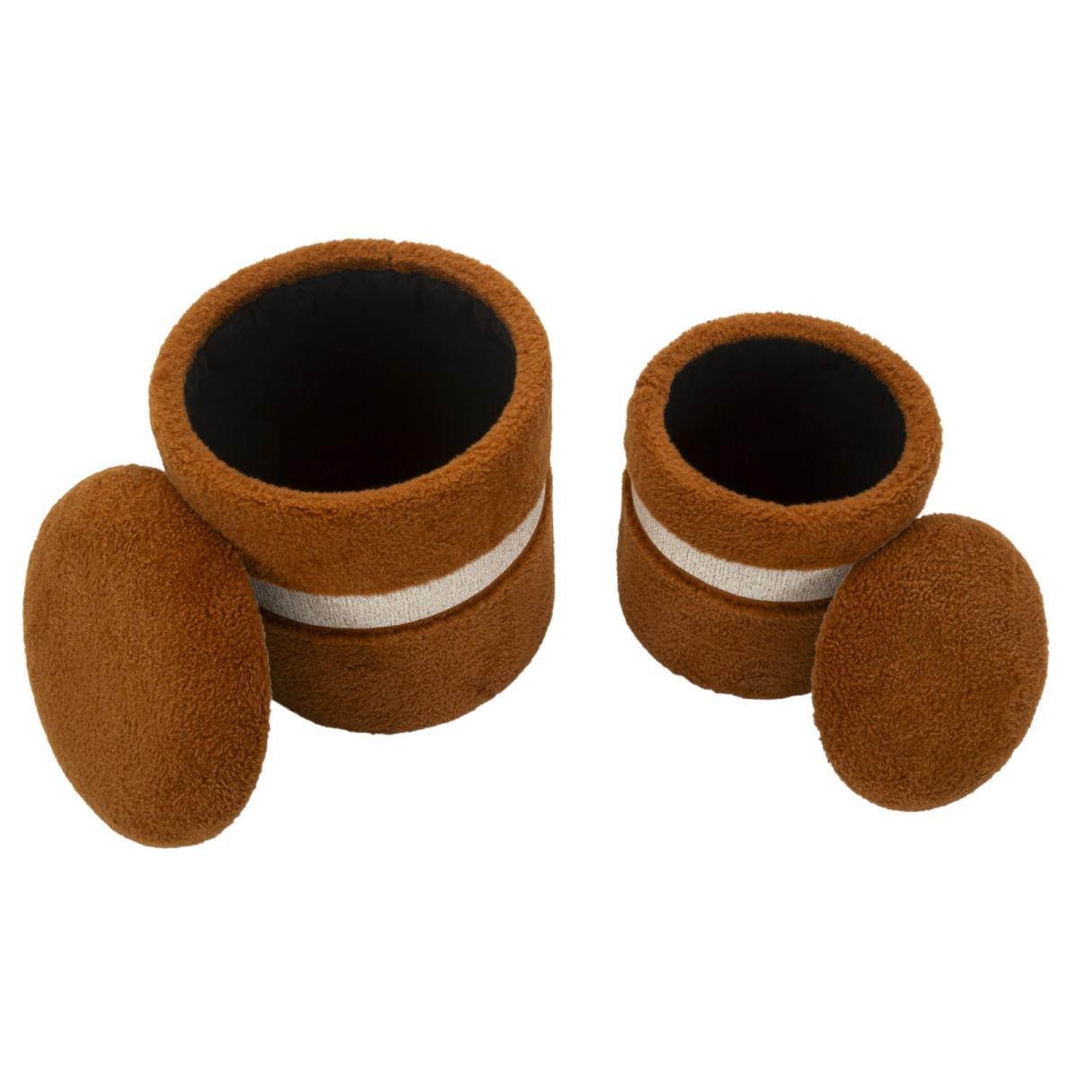 Puff c/contenitore saint-moritz marrone set 2 pz cm Ø 40x47-32x38