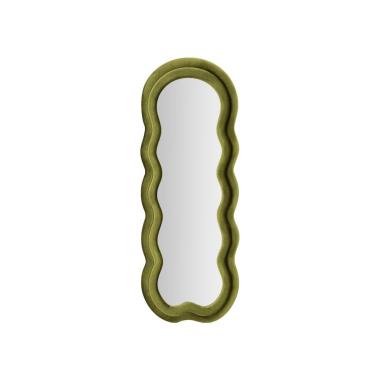 Specchio da muro  miki velluto verde cm 60x4x160 (misura specchio cm 39x135)