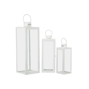 Lanterne white set 3 pz cm 22x22x66-18x18x49,5-14x14x39
