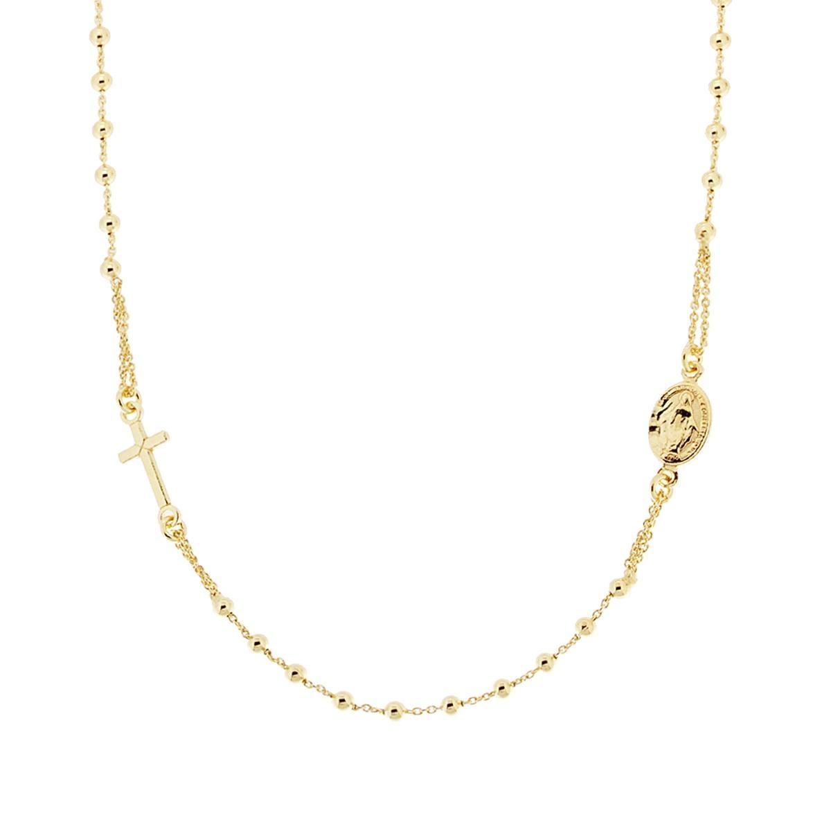 Collana Rosario modello Girocollo cm 50 con Grani a pallina liscia mm 2.5 in ARGENTO 925 Galvanica Oro
