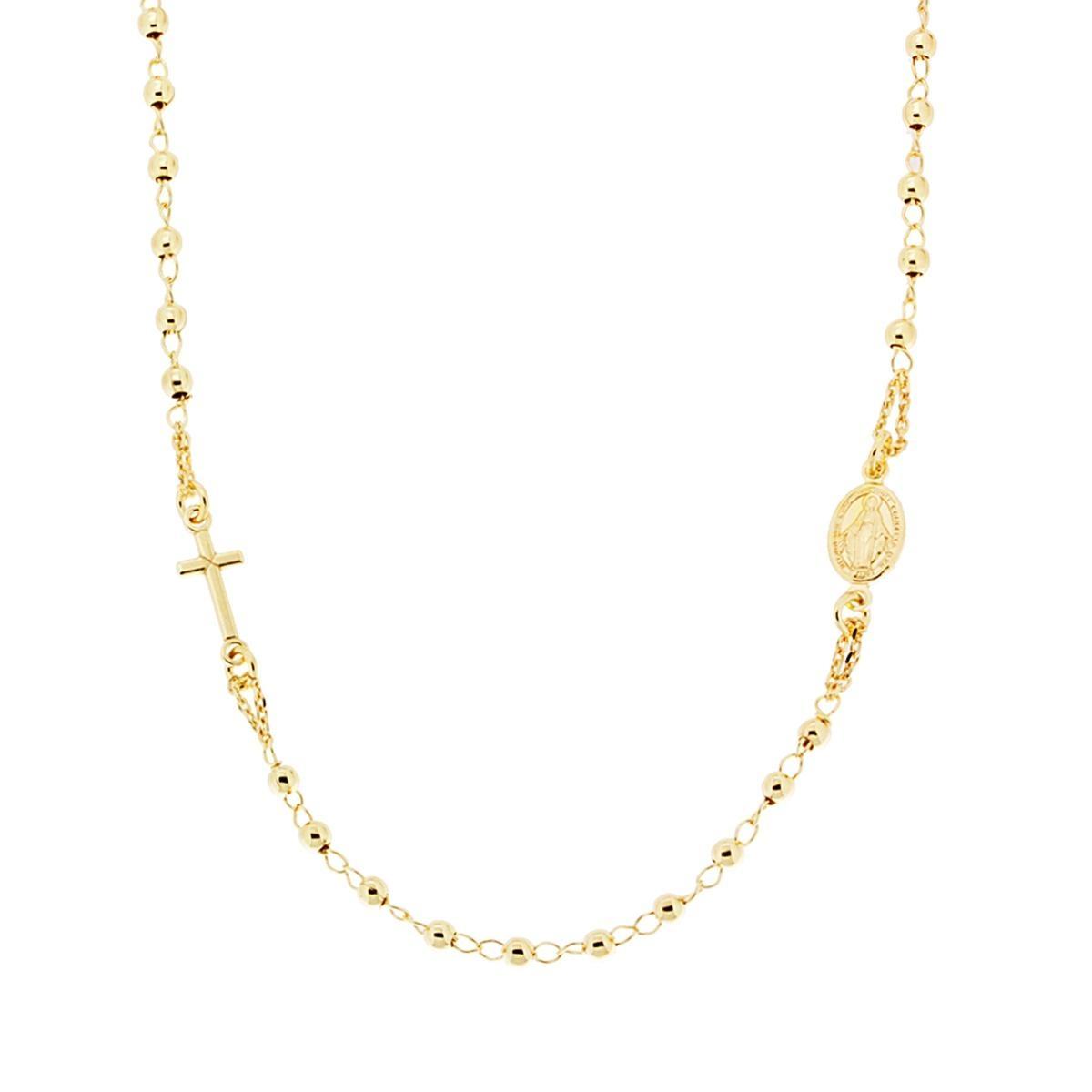 Collana Rosario modello Girocollo cm 50 con Grani a pallina liscia mm 3 in ARGENTO 925 Galvanica Oro