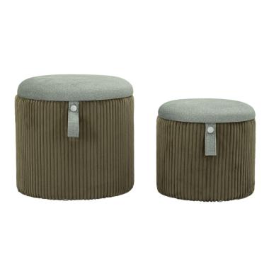 Puff c/contenitore bolzano verde set 2 pz cm Ø 38x38-32x28
