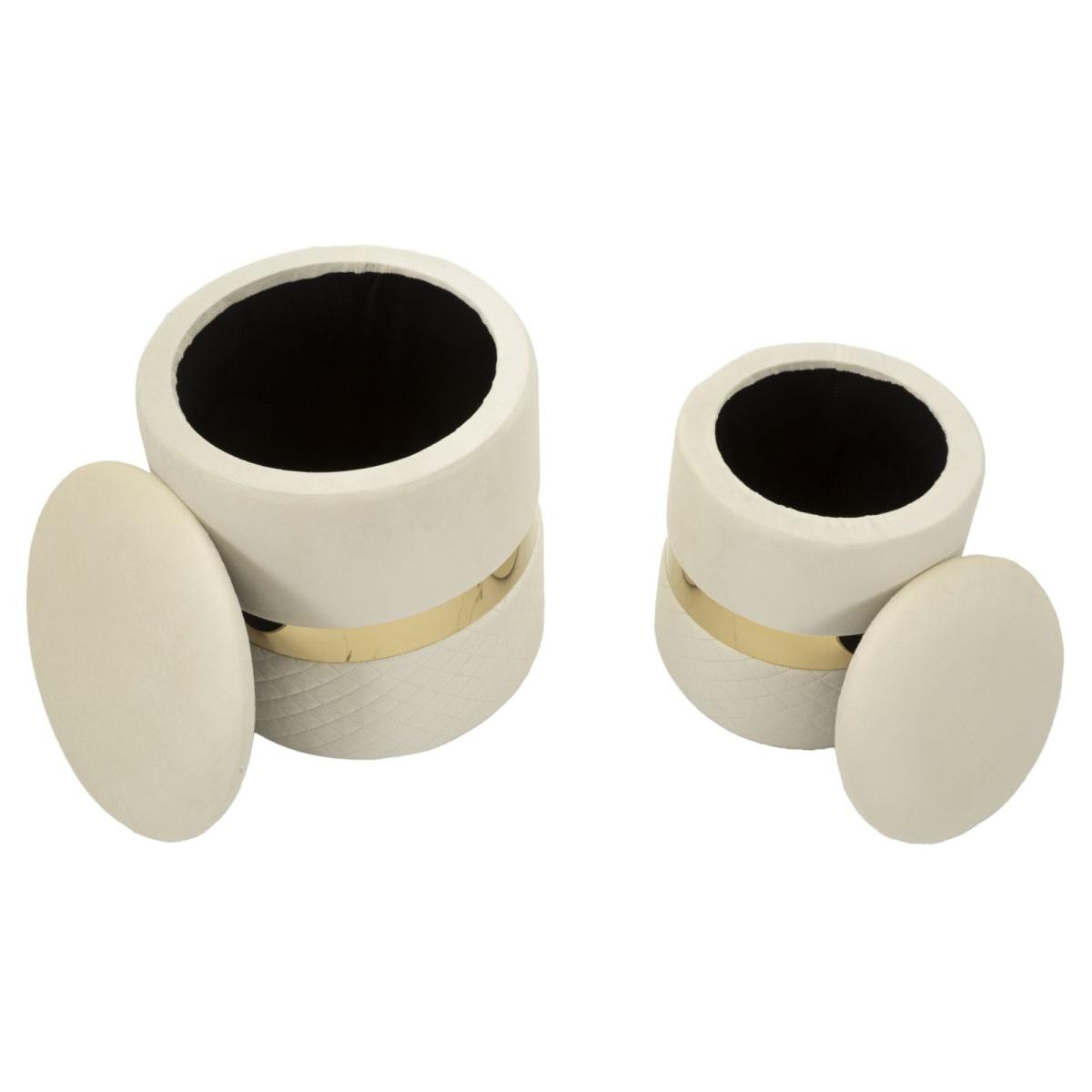 Puff c/contenitore sheffild crema set 2 pz cm Ø 37x42-28x35