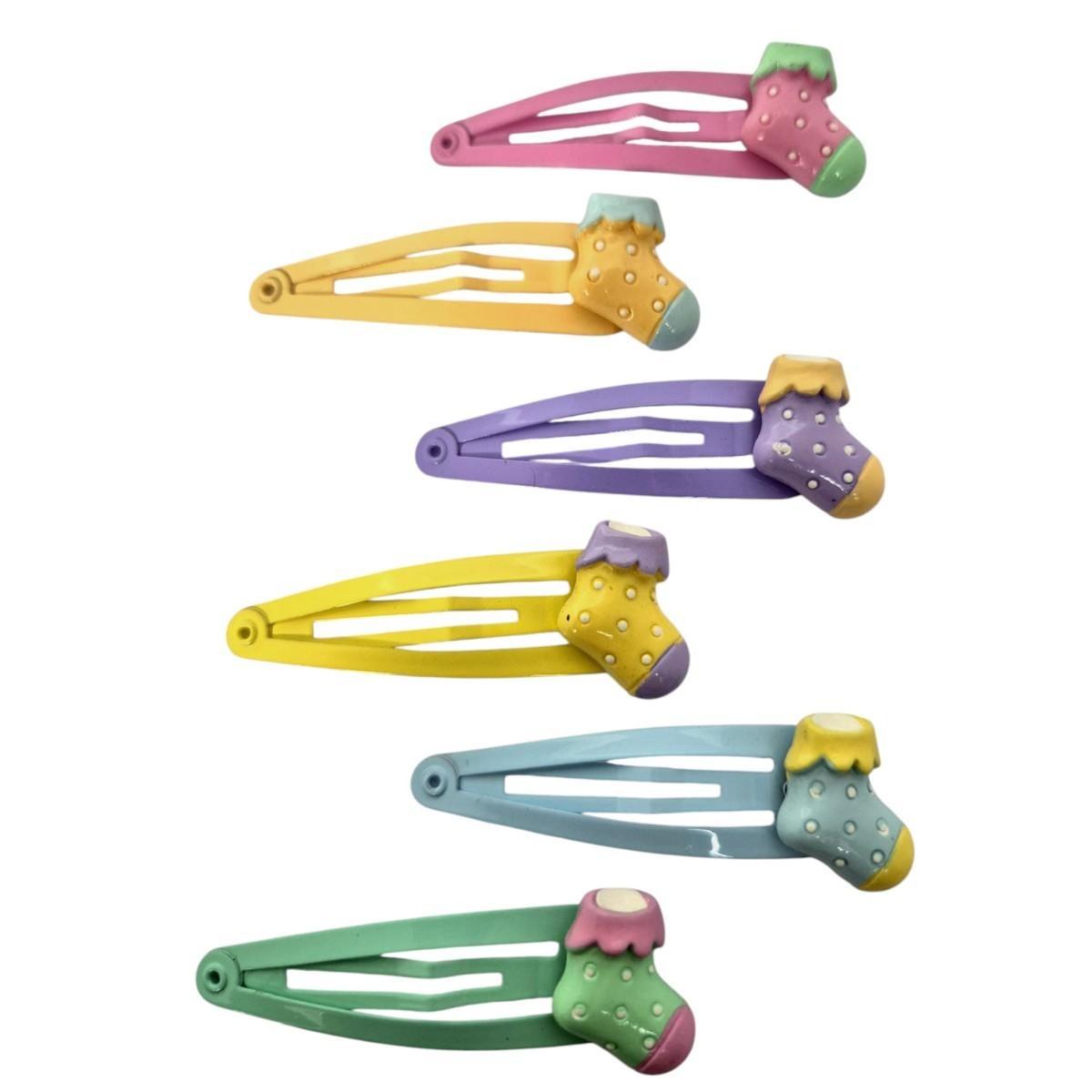 Fermaglio clic clac per capelli 5 cm calzino bebè