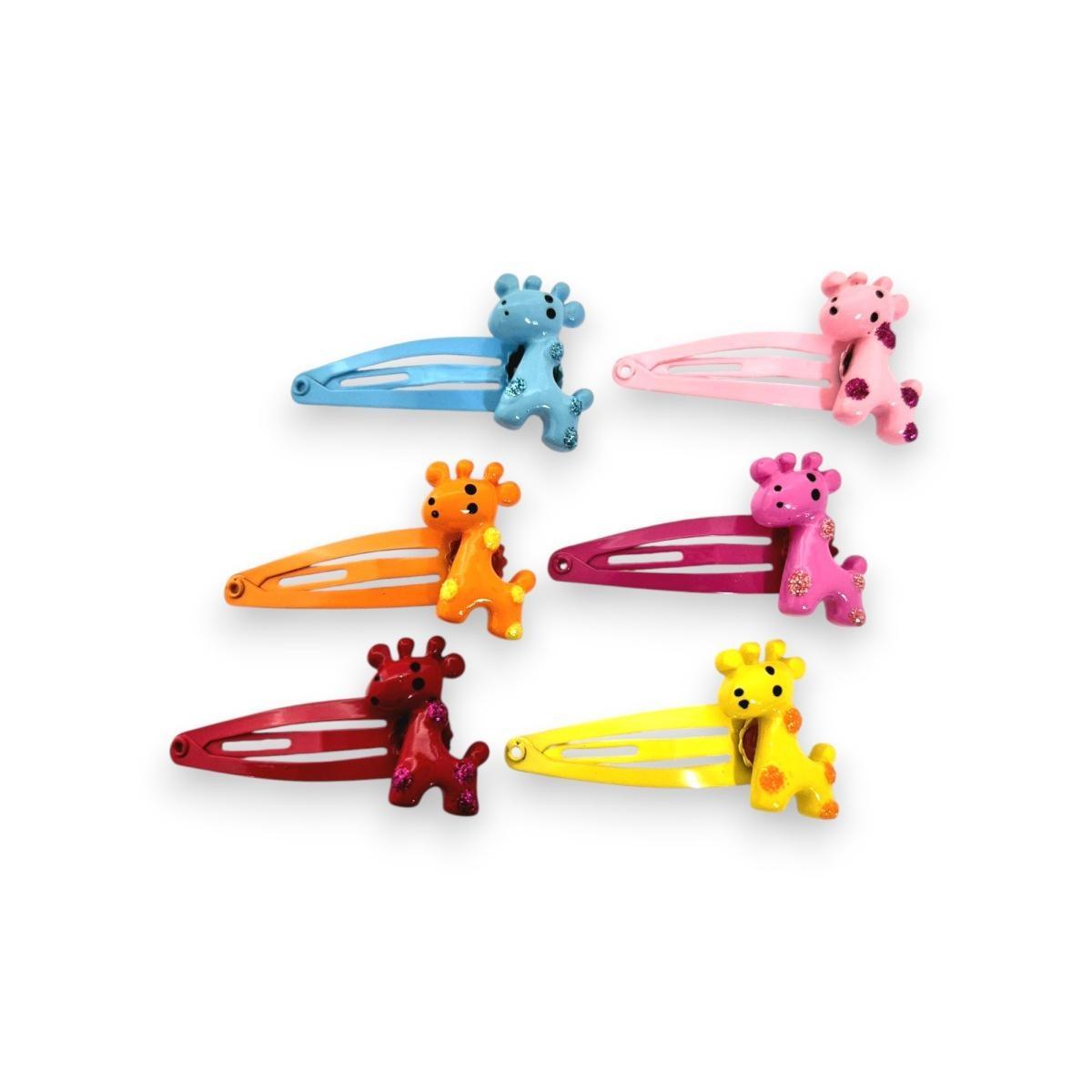 Fermaglio clic clac per capelli 4 cm giraffa