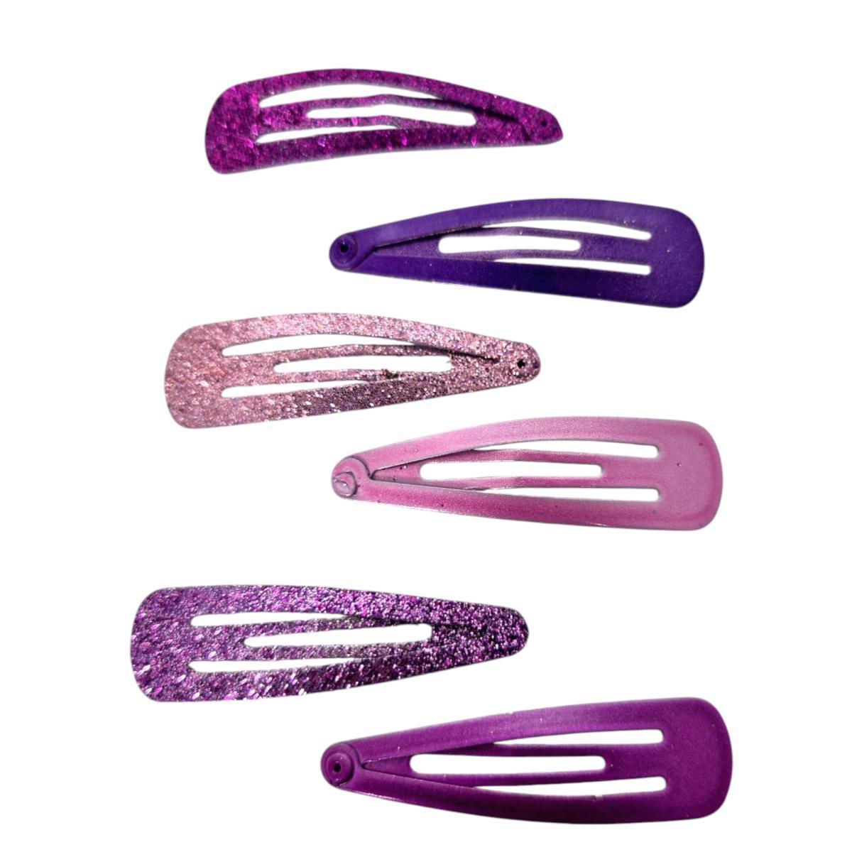 Fermaglio clic clac per capelli 5 cm toni del viola glitter