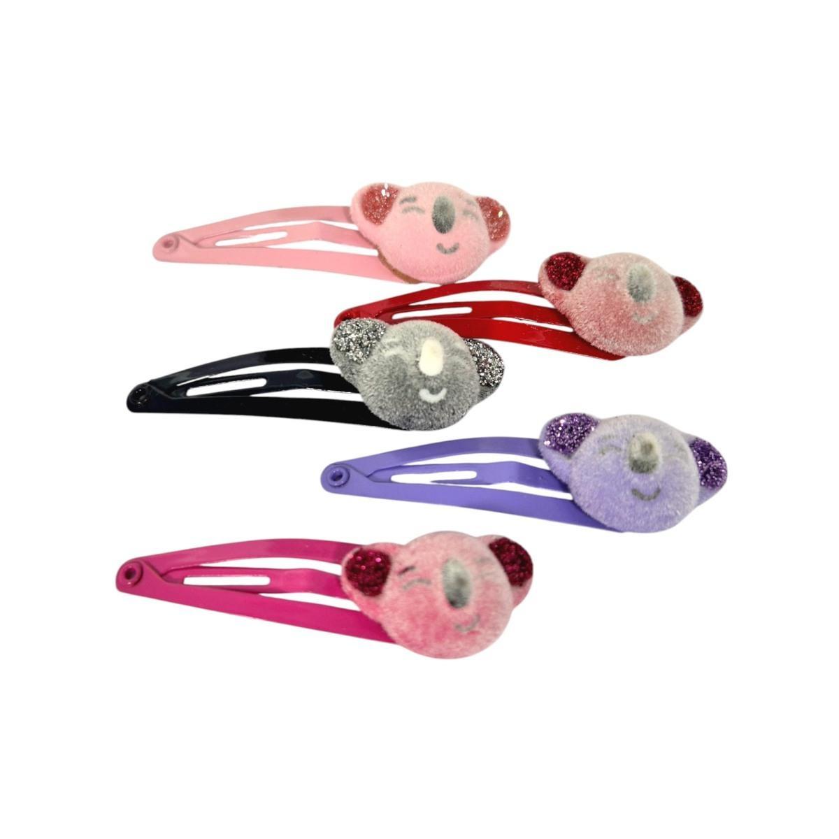 Fermaglio clic clac per capelli 5 cm koala floccato