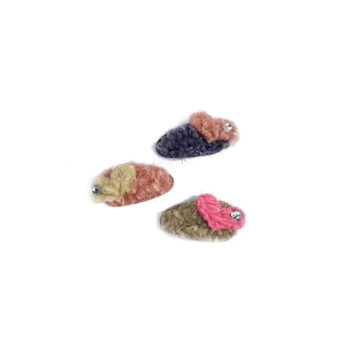 Fermaglio clic clac per capelli 4,5 cm in teddy con cuore e strass Le Kikke