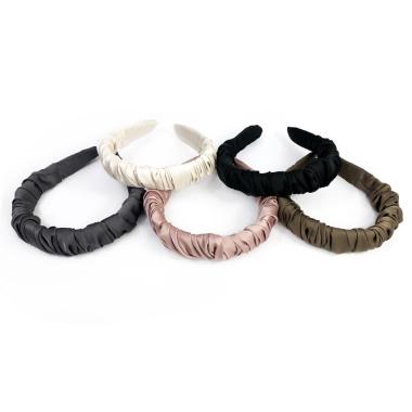 Cerchietto bombato arricciato satin croissant Le Kikke