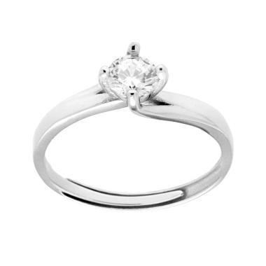 Anello Solitario con Cubic Zirconia Bianco in ARGENTO 925 Galvanica Rodio