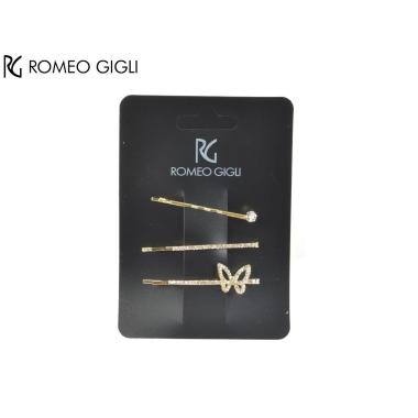 Fermaglio per capelli donna strass oro 3 pezzi Romeo Gigli