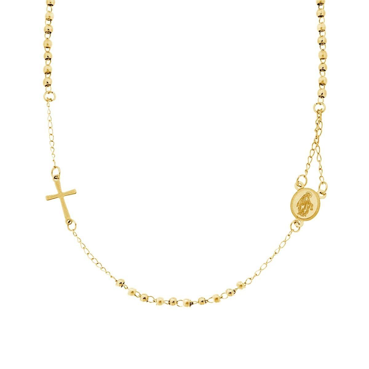 Collana Rosario Girocollo cm 50 con Palline mm 3 in ACCIAIO colore Oro